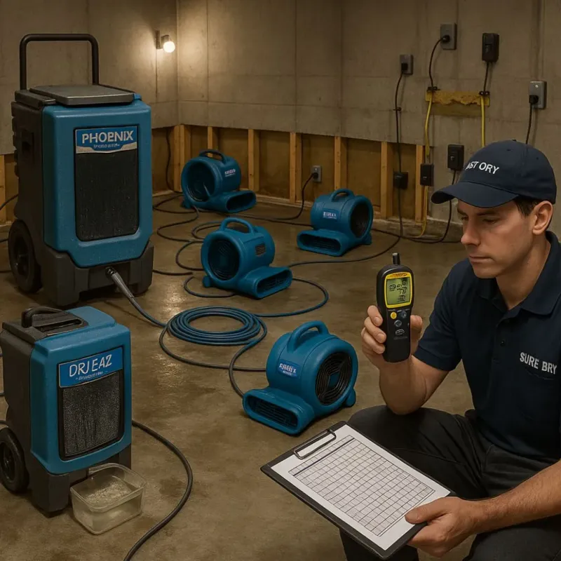 Structural Drying and Dehumidification process in Oakwood, NY